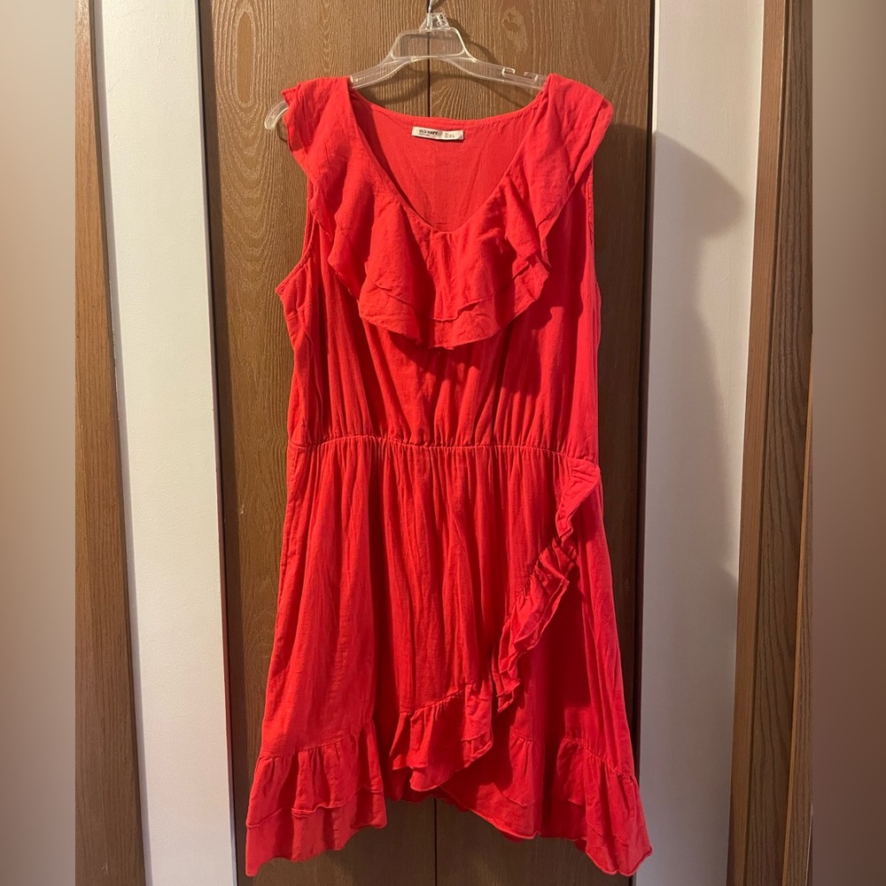 Old Navy Women’s Ruffle Dress, size XL, color: reddish orange